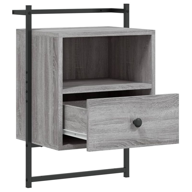 Casa si Gradina - Mobilier - Comode si corpuri - Noptiere - Noptiera de perete, gri sonoma, 40x30x61 cm, lemn prelucrat - Infinity.ro
