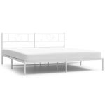 Casa si Gradina - Mobilier - Paturi si accesorii - Paturi - Cadru de pat metalic cu tablie, alb, 193x203 cm - Infinity.ro