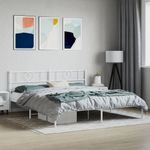 Casa si Gradina - Mobilier - Paturi si accesorii - Paturi - Cadru de pat metalic cu tablie, alb, 193x203 cm - Infinity.ro