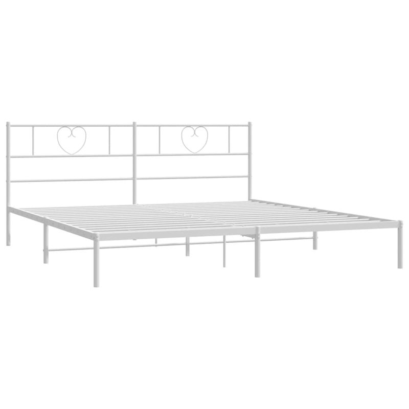 Casa si Gradina - Mobilier - Paturi si accesorii - Paturi - Cadru de pat metalic cu tablie, alb, 193x203 cm - Infinity.ro