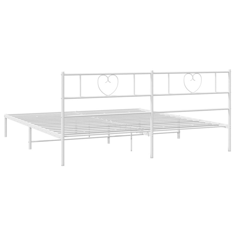 Casa si Gradina - Mobilier - Paturi si accesorii - Paturi - Cadru de pat metalic cu tablie, alb, 193x203 cm - Infinity.ro