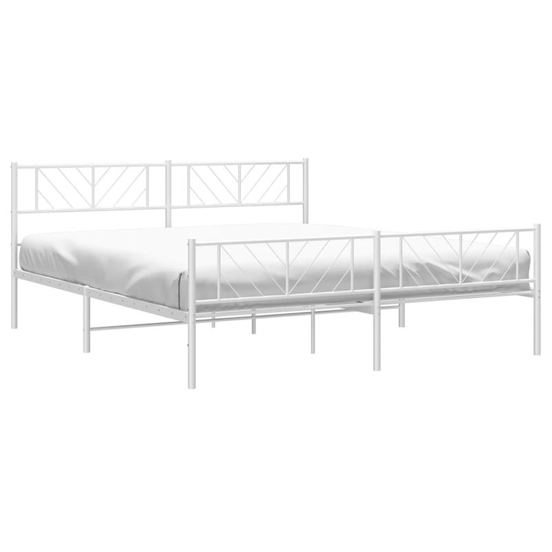 Casa si Gradina - Mobilier - Paturi si accesorii - Paturi - Cadru de pat metalic cu tablie de cap/picioare, alb, 183x213 cm - Infinity.ro
