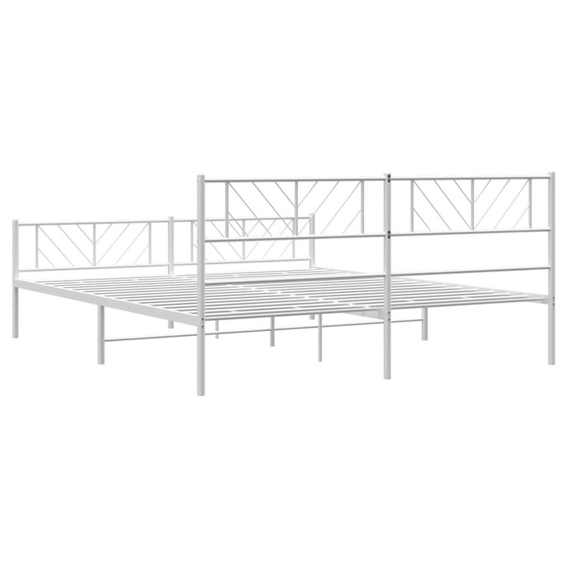 Casa si Gradina - Mobilier - Paturi si accesorii - Paturi - Cadru de pat metalic cu tablie de cap/picioare, alb, 183x213 cm - Infinity.ro