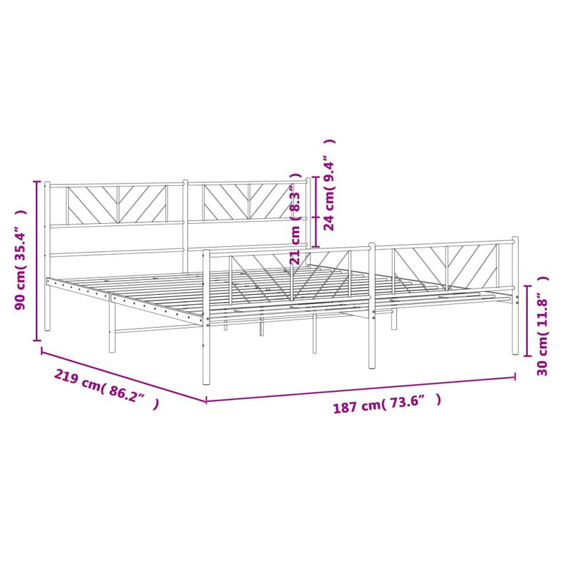 Casa si Gradina - Mobilier - Paturi si accesorii - Paturi - Cadru de pat metalic cu tablie de cap/picioare, alb, 183x213 cm - Infinity.ro