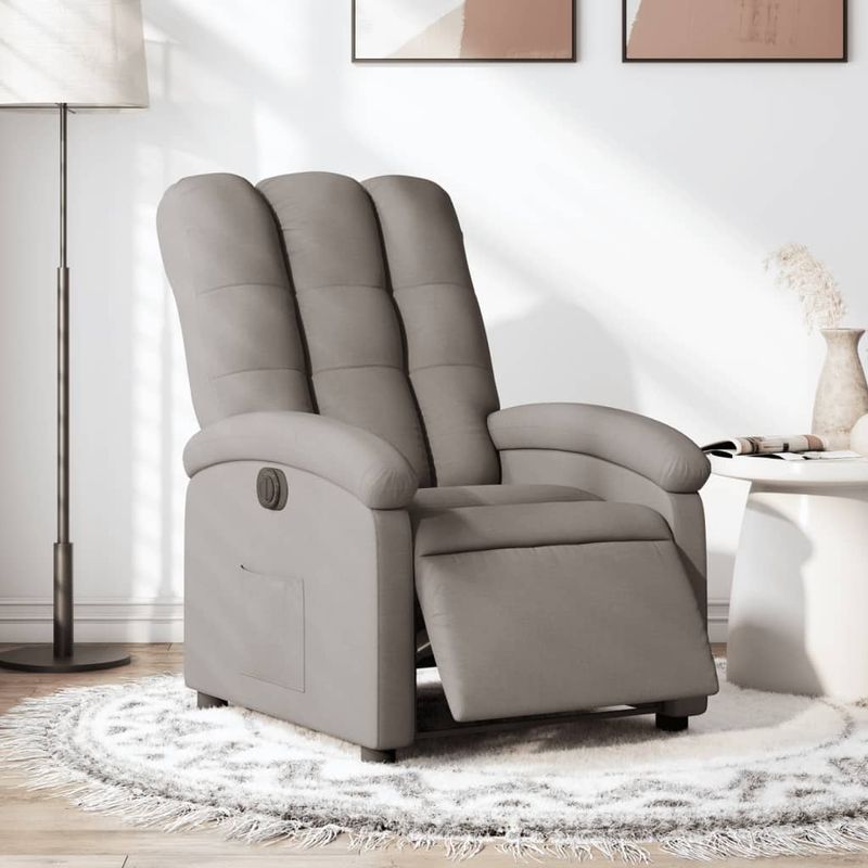 Casa si Gradina - Mobilier - Scaune si fotolii - Fotolii - Fotoliu rabatabil electric, gri taupe, material textil - Infinity.ro