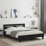 Casa si Gradina - Mobilier - Paturi si accesorii - Paturi - Cadru de pat cu tablie si LED, negru, 140x200 cm - Infinity.ro