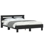 Casa si Gradina - Mobilier - Paturi si accesorii - Paturi - Cadru de pat cu tablie si LED, negru, 140x200 cm - Infinity.ro