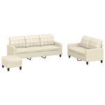 Casa si Gradina - Mobilier - Seturi de mobilier - Seturi living - Set de canapele cu perne, 3 piese, crem, piele ecologica - Infinity.ro