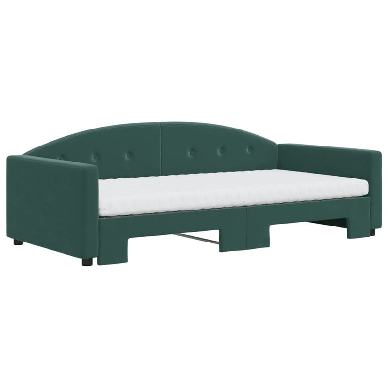 Casa si Gradina - Mobilier - Paturi si accesorii - Paturi - Pat de zi cu extensie si saltele verde inchis 100x200cm catifea - Infinity.ro