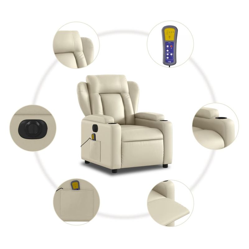 Ingrijire personala si Cosmetice - Sanatate si wellness - Articole wellness - Fotolii de masaj - Fotoliu electric de masaj rabatabil, crem, piele ecologica - Infinity.ro