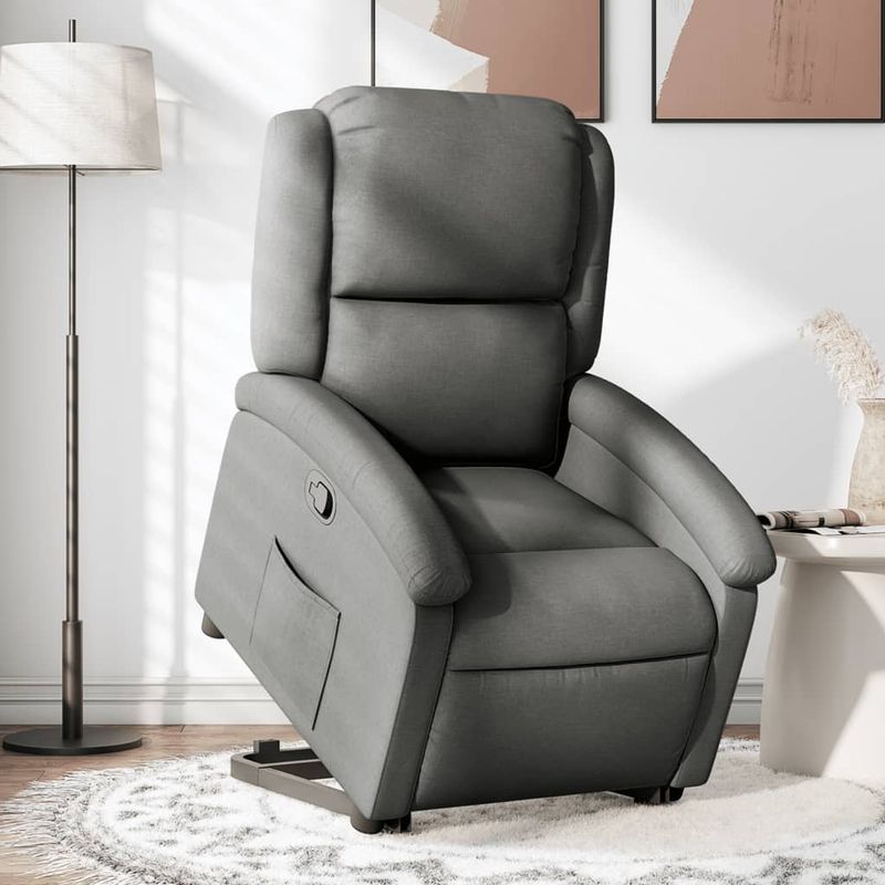 Casa si Gradina - Mobilier - Scaune si fotolii - Fotolii - Fotoliu rabatabil cu ridicare pe verticala, gri inchis, textil - Infinity.ro