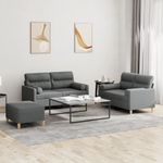 Casa si Gradina - Mobilier - Seturi de mobilier - Seturi living - Set de canapele cu perne, 3 piese, gri inchis, textil - Infinity.ro
