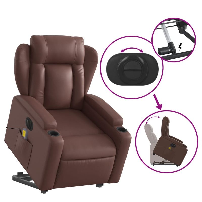 Ingrijire personala si Cosmetice - Sanatate si wellness - Articole wellness - Fotolii de masaj - Fotoliu electric masaj rabatabil cu ridicare, maro - Infinity.ro