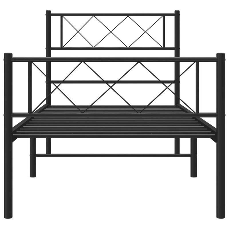 Casa si Gradina - Mobilier - Paturi si accesorii - Paturi - Cadru pat metalic cu tablii de cap/picioare, negru, 90x190 cm - Infinity.ro
