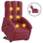 Ingrijire personala si Cosmetice - Sanatate si wellness - Articole wellness - Fotolii de masaj - Fotoliu de masaj electric rabatabil cu ridicare rosu vin textil - Infinity.ro