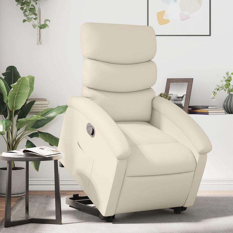 Casa si Gradina - Mobilier - Scaune si fotolii - Fotolii - Fotoliu rabatabil cu ridicare, crem, piele ecologica - Infinity.ro
