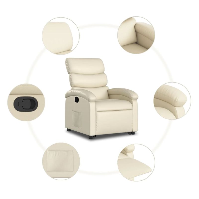 Casa si Gradina - Mobilier - Scaune si fotolii - Fotolii - Fotoliu rabatabil cu ridicare, crem, piele ecologica - Infinity.ro