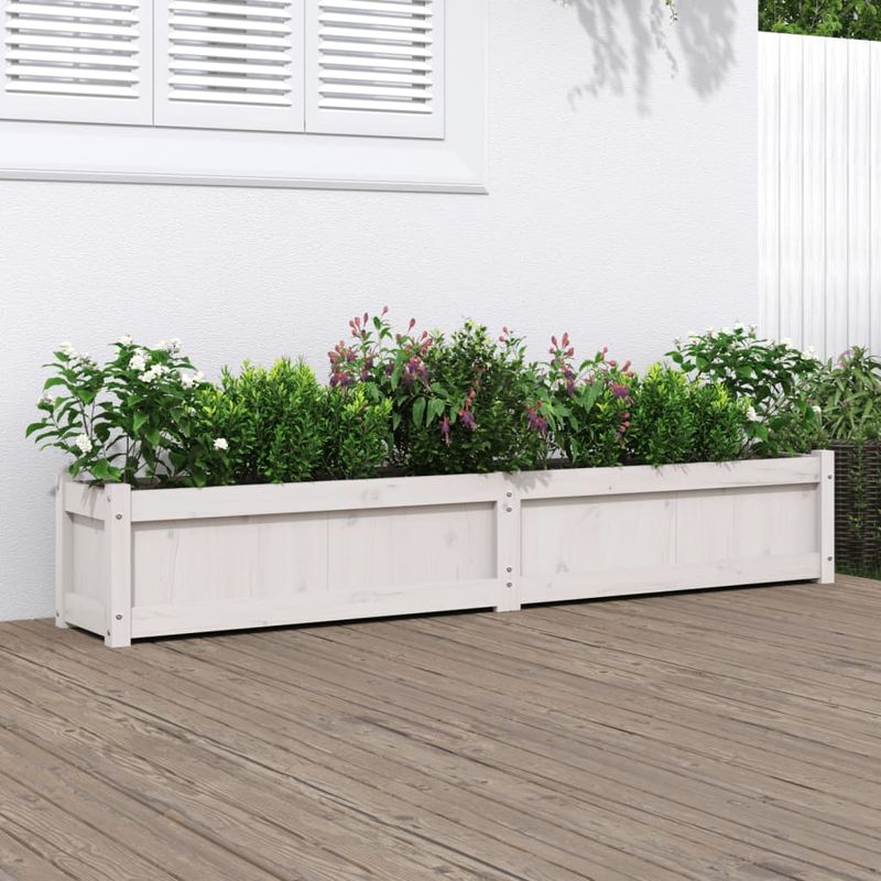 Casa si Gradina - Gradinarit si plante - Plante si ghivece - Ghivece si suporturi - Jardiniera de gradina, alb, 180x31x31 cm, lemn masiv de pin - Infinity.ro