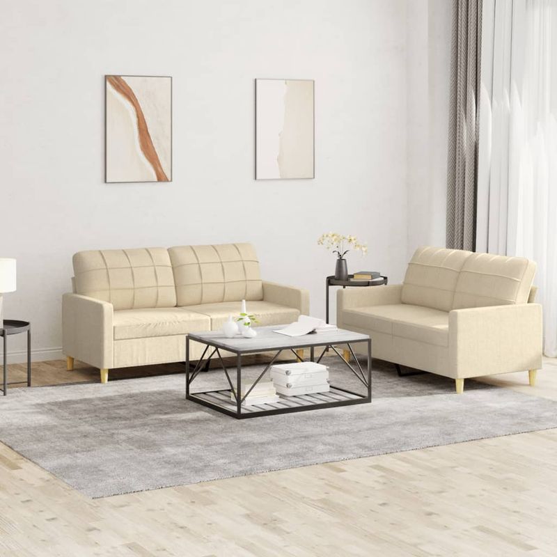 Casa si Gradina - Mobilier - Seturi de mobilier - Seturi living - Set de canapele cu perne, 2 piese, crem, textil - Infinity.ro