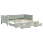 Casa si Gradina - Mobilier - Paturi si accesorii - Paturi - Pat de zi cu extensie si sertare, gri deschis 90x200 cm catifea - Infinity.ro