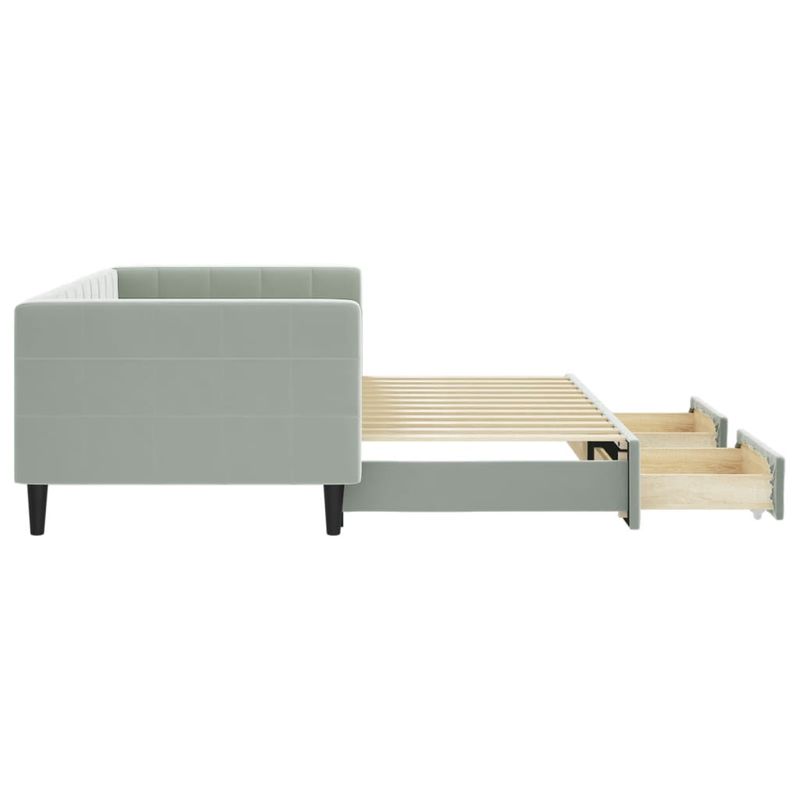 Casa si Gradina - Mobilier - Paturi si accesorii - Paturi - Pat de zi cu extensie si sertare, gri deschis 90x200 cm catifea - Infinity.ro