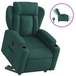 Casa si Gradina - Mobilier - Scaune si fotolii - Fotolii - Fotoliu electric rabatabil cu ridicare, verde inchis, textil - Infinity.ro