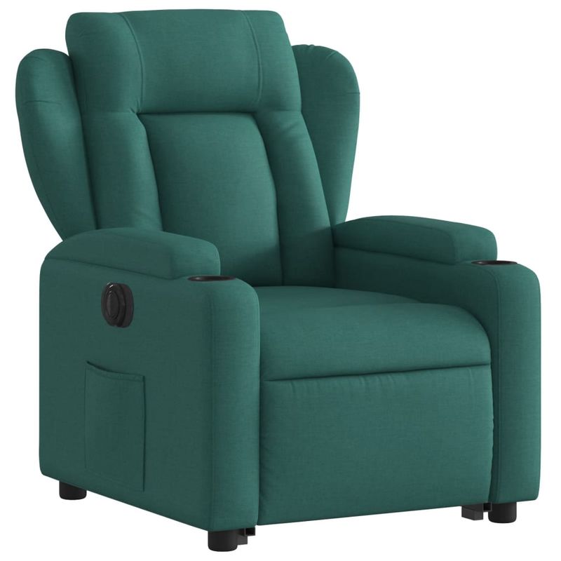 Casa si Gradina - Mobilier - Scaune si fotolii - Fotolii - Fotoliu electric rabatabil cu ridicare, verde inchis, textil - Infinity.ro