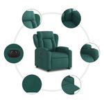 Casa si Gradina - Mobilier - Scaune si fotolii - Fotolii - Fotoliu electric rabatabil cu ridicare, verde inchis, textil - Infinity.ro
