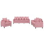 Casa si Gradina - Mobilier - Seturi de mobilier - Seturi living - Set de canapele cu perne, 3 piese, roz, catifea - Infinity.ro