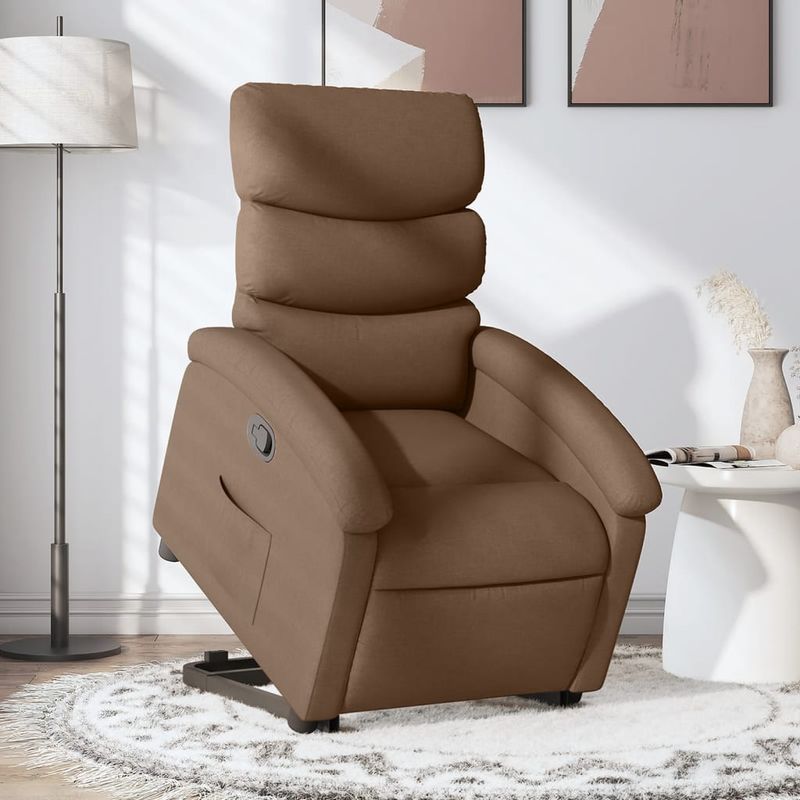 Casa si Gradina - Mobilier - Scaune si fotolii - Fotolii - Fotoliu rabatabil cu ridicare pe verticala, maro, textil - Infinity.ro