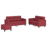 Casa si Gradina - Mobilier - Seturi de mobilier - Seturi living - Set de canapele cu perne, 3 piese, rosu vin, piele ecologica - Infinity.ro