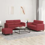 Casa si Gradina - Mobilier - Seturi de mobilier - Seturi living - Set de canapele cu perne, 3 piese, rosu vin, piele ecologica - Infinity.ro