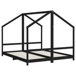 Casa si Gradina - Mobilier - Mobilier copii - Patuturi copii - Cadru de pat pentru copii negru 2x(80x200) cm lemn masiv de pin - Infinity.ro