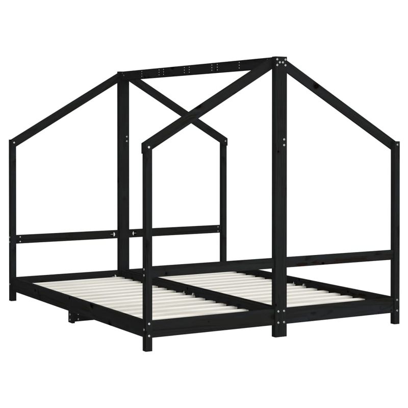 Casa si Gradina - Mobilier - Mobilier copii - Patuturi copii - Cadru de pat pentru copii negru 2x(80x200) cm lemn masiv de pin - Infinity.ro