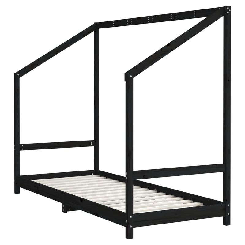 Casa si Gradina - Mobilier - Mobilier copii - Patuturi copii - Cadru de pat pentru copii negru 2x(80x200) cm lemn masiv de pin - Infinity.ro
