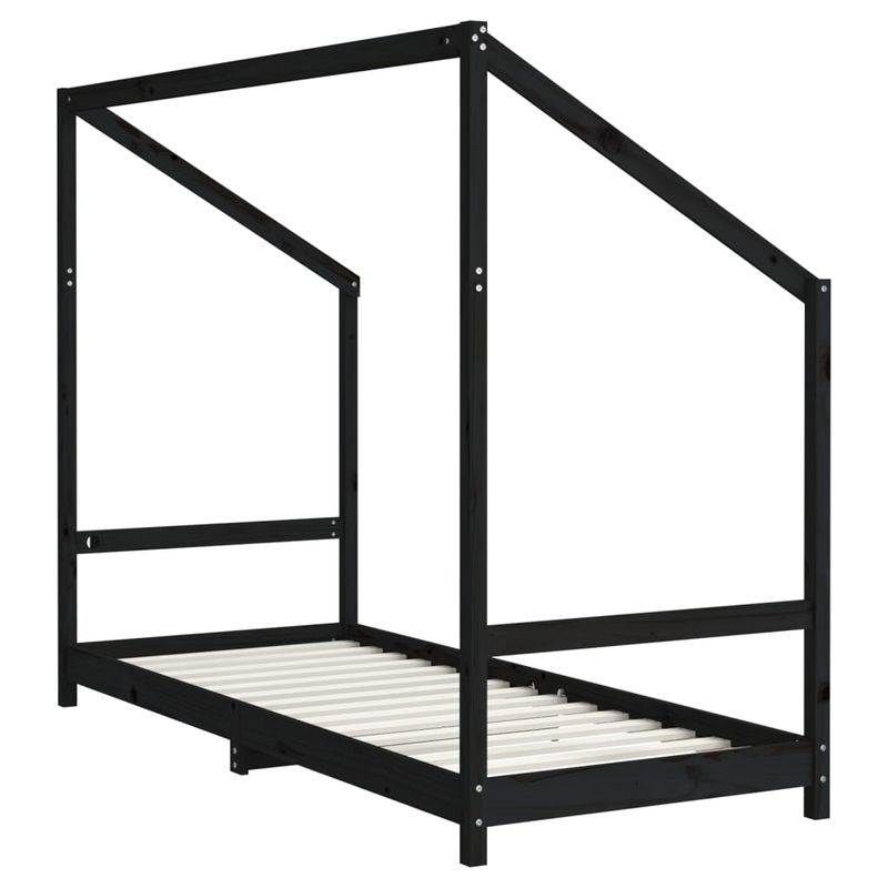 Casa si Gradina - Mobilier - Mobilier copii - Patuturi copii - Cadru de pat pentru copii negru 2x(80x200) cm lemn masiv de pin - Infinity.ro