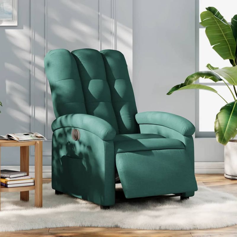 Casa si Gradina - Mobilier - Scaune si fotolii - Fotolii - Fotoliu rabatabil electric, verde inchis, material textil - Infinity.ro