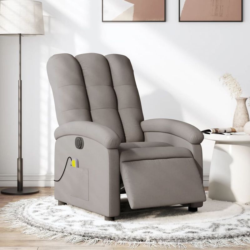 Ingrijire personala si Cosmetice - Sanatate si wellness - Articole wellness - Fotolii de masaj - Fotoliu electric de masaj rabatabil, gri taupe, textil - Infinity.ro