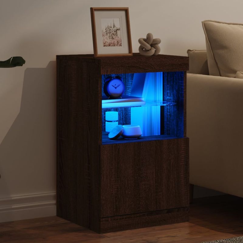 Casa si Gradina - Mobilier - Comode si corpuri - Comode - Servanta cu lumini LED, stejar maro, 41x37x67 cm - Infinity.ro