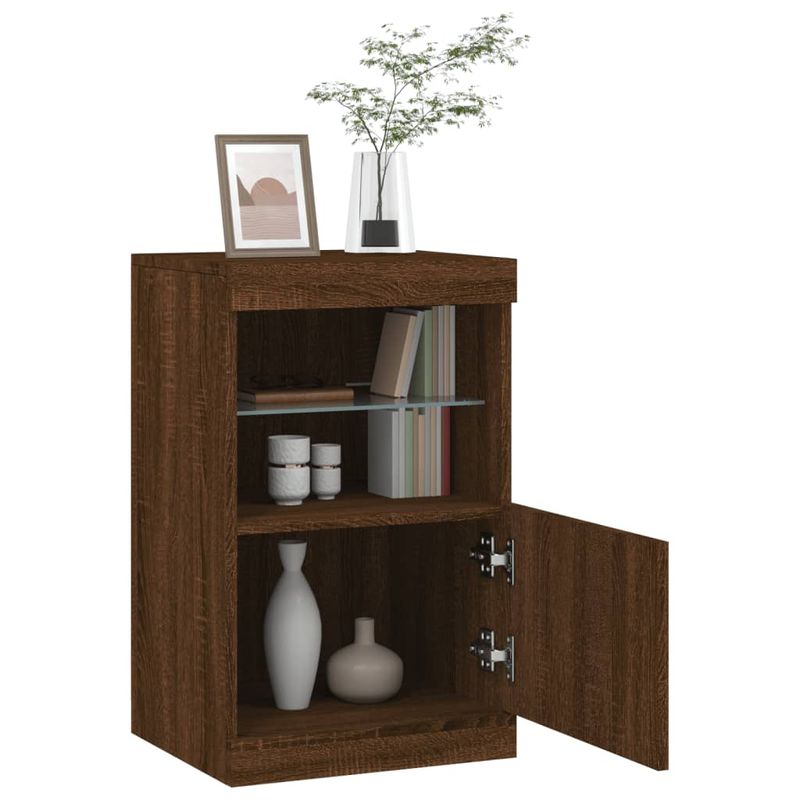 Casa si Gradina - Mobilier - Comode si corpuri - Comode - Servanta cu lumini LED, stejar maro, 41x37x67 cm - Infinity.ro