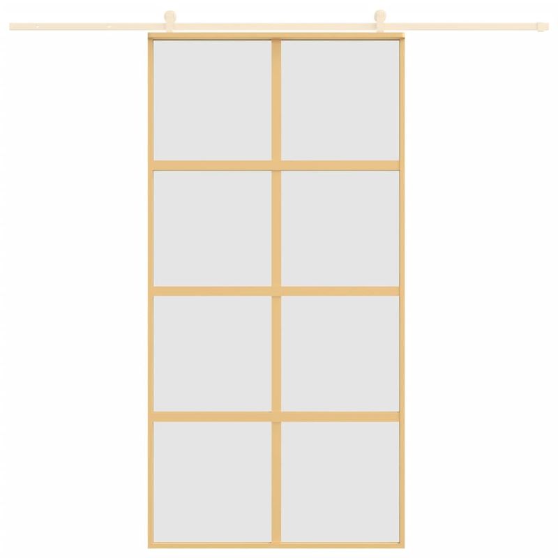 Casa si Gradina - Constructii - Usi interior, exterior si garaj - Usi garaj - Usa glisanta, auriu, 102,5x205 cm, sticla ESG mata si aluminiu - Infinity.ro