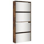 Casa si Gradina - Mobilier - Organizare si depozitare - Organizator incaltaminte - Pantofar cu oglinda, 4 niveluri, stejar fumuriu, 63x17x134 cm - Infinity.ro