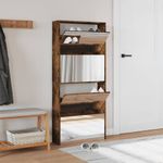 Casa si Gradina - Mobilier - Organizare si depozitare - Organizator incaltaminte - Pantofar cu oglinda, 4 niveluri, stejar fumuriu, 63x17x134 cm - Infinity.ro