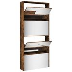 Casa si Gradina - Mobilier - Organizare si depozitare - Organizator incaltaminte - Pantofar cu oglinda, 4 niveluri, stejar fumuriu, 63x17x134 cm - Infinity.ro