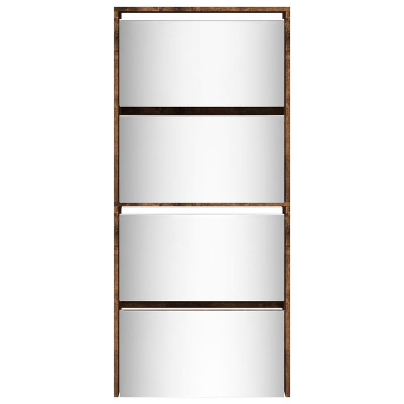 Casa si Gradina - Mobilier - Organizare si depozitare - Organizator incaltaminte - Pantofar cu oglinda, 4 niveluri, stejar fumuriu, 63x17x134 cm - Infinity.ro