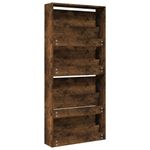 Casa si Gradina - Mobilier - Organizare si depozitare - Organizator incaltaminte - Pantofar cu oglinda, 4 niveluri, stejar fumuriu, 63x17x134 cm - Infinity.ro