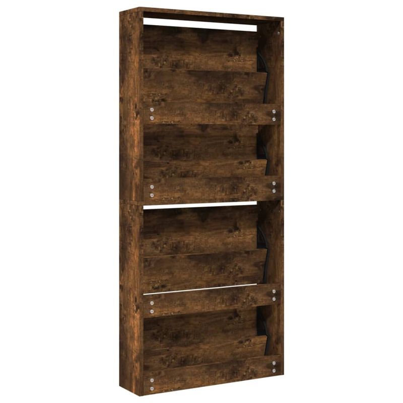 Casa si Gradina - Mobilier - Organizare si depozitare - Organizator incaltaminte - Pantofar cu oglinda, 4 niveluri, stejar fumuriu, 63x17x134 cm - Infinity.ro