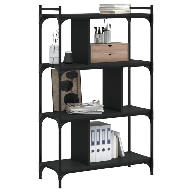 Casa si Gradina - Mobilier - Biblioteci si rafturi - Biblioteci - Biblioteca cu 4 niveluri, negru, 76x32x123 cm, lemn prelucrat - Infinity.ro