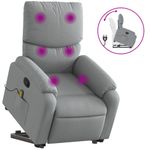Ingrijire personala si Cosmetice - Sanatate si wellness - Articole wellness - Fotolii de masaj - Fotoliu de masaj rabatabil cu ridicare, gri deschis, textil - Infinity.ro