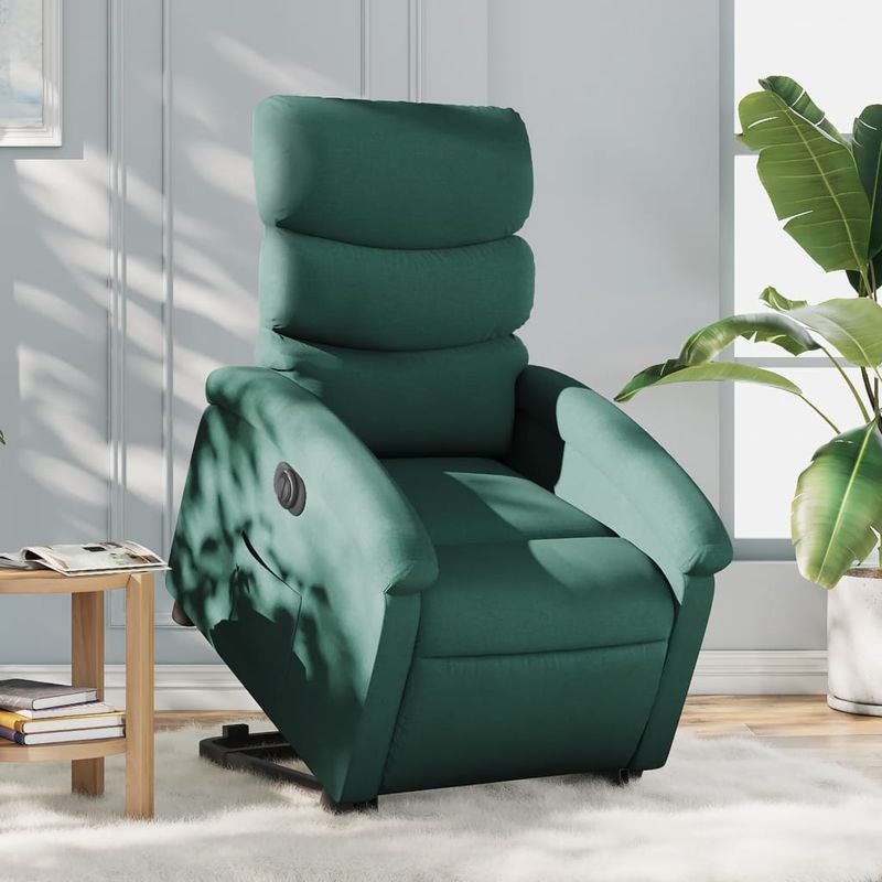 Casa si Gradina - Mobilier - Scaune si fotolii - Fotolii - Fotoliu electric rabatabil cu ridicare, verde inchis, textil - Infinity.ro